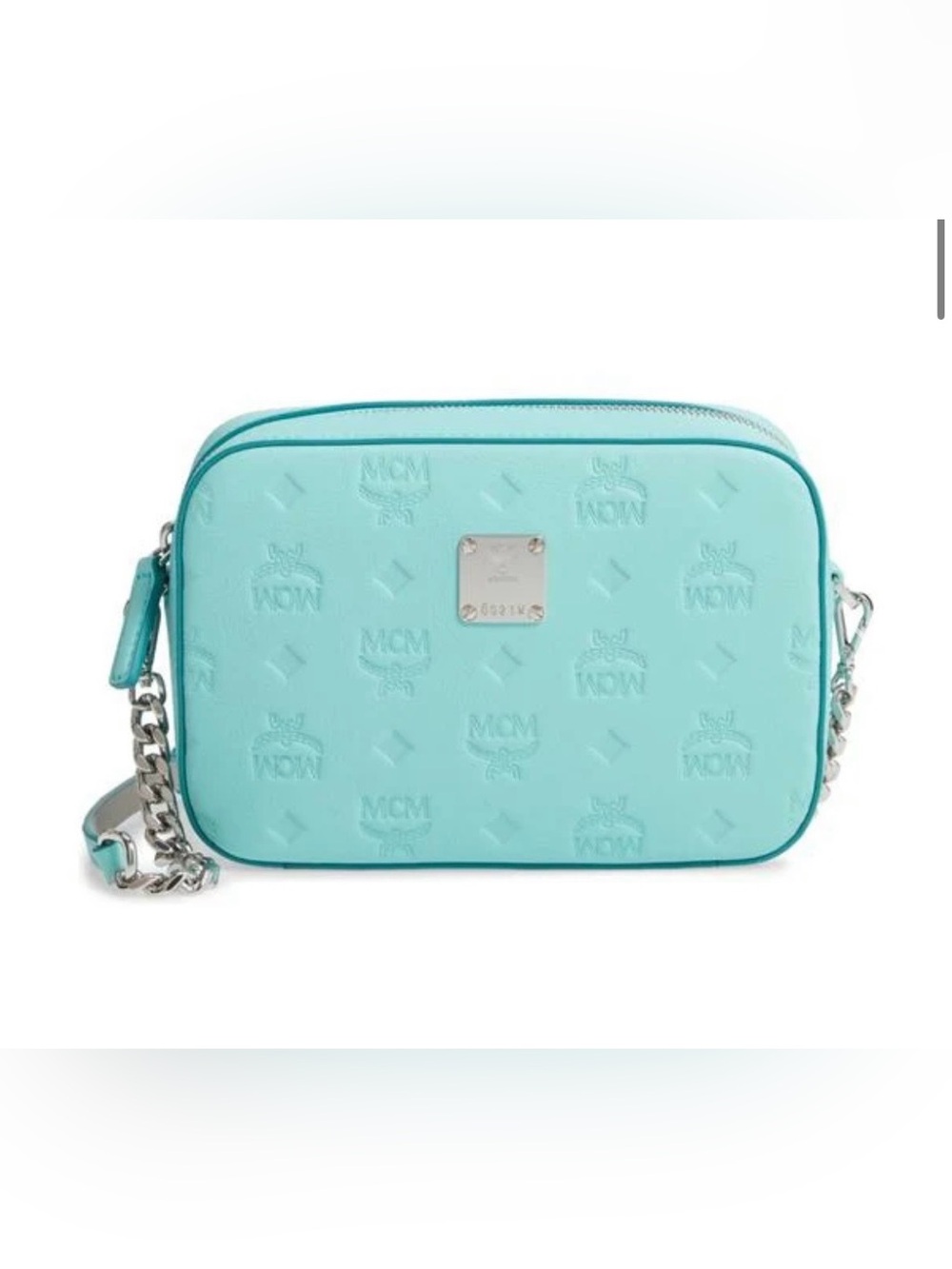 MCM Aqua Embossed Leather Crossbody Bag